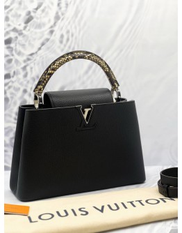 (LIKE NEW) LOUIS VUITTON BLACK CAPUCINES MM PYTHON HANDLE 