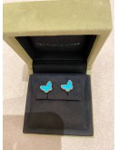 (UNUSED) 2022 VCA VAN CLEEF & ARPELS SWEET BUTTERFLIES EARSTUDS IN 18K 750 WHITE GOLD & TIFFANY BLUE 