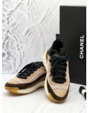 (PRE OWNED) CHANEL MULTICOLOR SUEDE AND MESH CC LOW TOP SNEAKERS SIZE 36