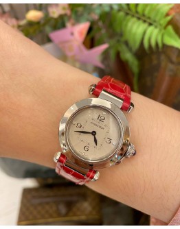 (BRAND NEW) 2022 CARTIER PASHA DE REF WSPA0021 WHITE DIAL 30MM QUARTZ WATCH -FULL SET-