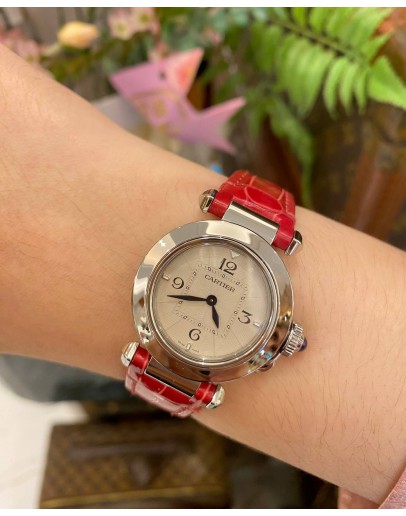 (BRAND NEW) 2022 CARTIER PASHA DE REF WSPA0021 WHITE DIAL 30MM QUARTZ WATCH -FULL SET-