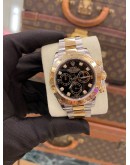 2015 ROLEX DAYTONA REF 116523 BLACK DIAMOND DIAL HALF 18K 750 YELLOW GOLD 40MM AUTOMATIC WATCH  FULL SET