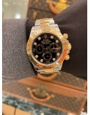 2015 ROLEX DAYTONA REF 116523 BLACK DIAMOND DIAL HALF 18K 750 YELLOW GOLD 40MM AUTOMATIC WATCH  FULL SET