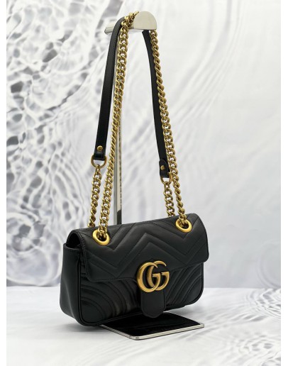 (SALE) GUCCI GG MARMONT MINI CALFSKIN MATELASSE LEATHER SLING BAG IN GHW