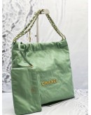 (LIKE NEW) 2024 MICROCHIP CHANEL 22 MEDIUM CALFSKIN LEATHER TOTE SHOULDER CHAIN BAG 