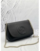 GUCCI SOHO CHAIN IN BLACK LEATHER CROSSBODY BAG 