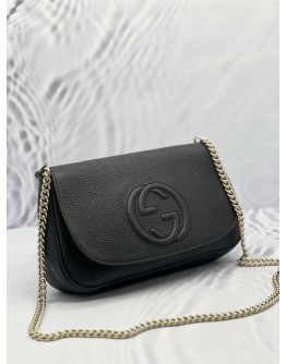 GUCCI SOHO CHAIN IN BLACK LEATHER CROSSBODY BAG 