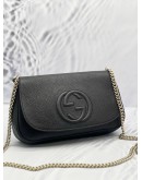 GUCCI SOHO CHAIN IN BLACK LEATHER CROSSBODY BAG 