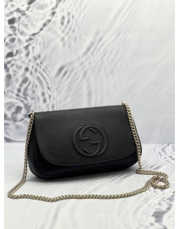 GUCCI SOHO CHAIN IN BLACK LEATHER CROSSBODY BAG 