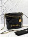 (LIKE NEW) 2024 MICROCHIP CHANEL 22 MINI BLACK CALFSKIN LEATHER TOTE SHOULDER CHAIN BAG 