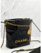 (LIKE NEW) 2024 MICROCHIP CHANEL 22 MINI BLACK CALFSKIN LEATHER TOTE SHOULDER CHAIN BAG 