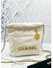 (LIKE NEW)2024 MICROCHIP CHANEL 22 MINI WHITE CALFSKIN LEATHER TOTE SHOULDER CHAIN BAG 