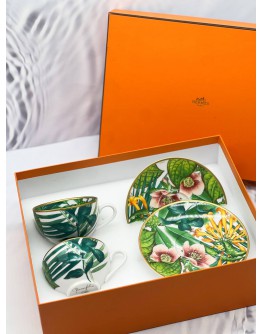 (UNUSED) HERMES PASSIFOLIA TEA CUP AND SAUCER 