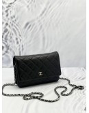 YEAR 2017 CHANEL CAVIAR LEATHER WALLET ON CHAIN