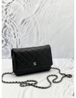 YEAR 2017 CHANEL CAVIAR LEATHER WALLET ON CHAIN