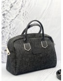 LONGCHAMP DENIM LEATHER TRIMMED HANDLE BAG 
