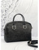 LONGCHAMP DENIM LEATHER TRIMMED HANDLE BAG 