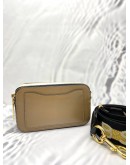 MARC JACOBS BROWN / WHITE LEATHER SMALL CAMERA CROSSBODY BAG WITH DOUBLE ZIPPED