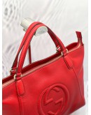 (LIKE NEW) GUCCI SOHO TOP HANDLE BAG WITH STRAP IN RED PEBBLED LEATHER