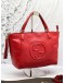 (LIKE NEW) GUCCI SOHO TOP HANDLE BAG WITH STRAP IN RED PEBBLED LEATHER