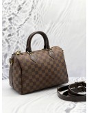LOUIS VUITTON SPEEDY 25 BROWN DAMIER EBENE CANVAS HANDLE BAG WITH ADJUSTABLE STRAP  