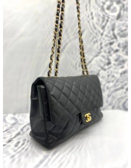 CHANEL CLASSIC FLAP JUMBO BLACK GOLD HARDWARE CHAIN BAG