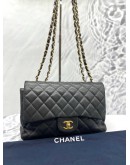 CHANEL CLASSIC FLAP JUMBO BLACK GOLD HARDWARE CHAIN BAG