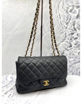 CHANEL CLASSIC FLAP JUMBO BLACK GOLD HARDWARE CHAIN BAG