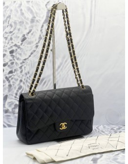 CHANEL JUMBO CLASSIC DOUBLE FLAP BLACK CAVIAR LEATHER GHW