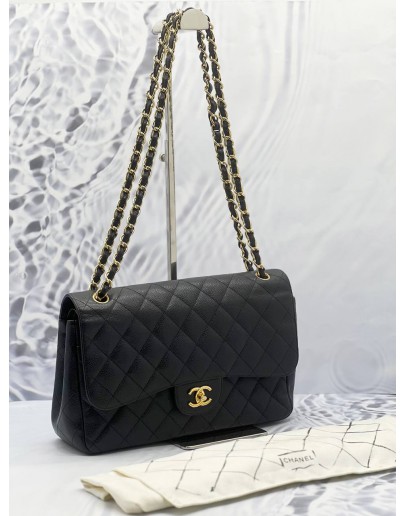 CHANEL JUMBO CLASSIC DOUBLE FLAP BLACK CAVIAR LEATHER GHW
