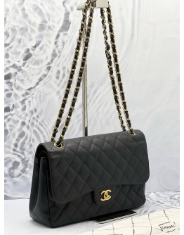 CHANEL JUMBO CLASSIC DOUBLE FLAP BLACK CAVIAR LEATHER GHW