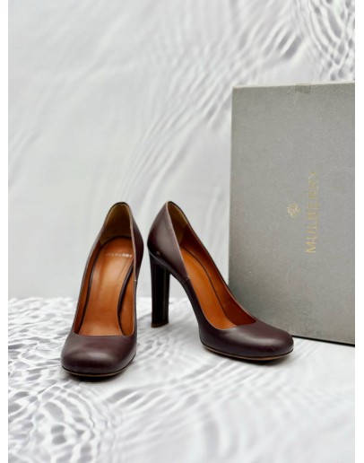 (RAYA SALE) MULBERRY HEELS IN BURGUNDY CALFSKIN LEATHER SIZE 39