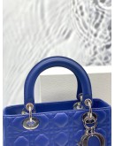 CHRISTIAN DIOR LADY DIOR MEDIUM TOP HANDLE BAG IN BLUE -FULL SET-