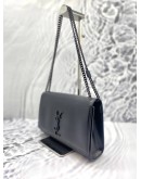 YSL SAINT LAURENT MEDIUM KATE IN BLACK PEBBLED LEATHER CHAIN BAG