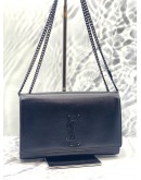 YSL SAINT LAURENT MEDIUM KATE IN BLACK PEBBLED LEATHER CHAIN BAG