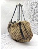 GUCCI GG BROWN CANVAS TWIN SHOULDER BEIGE DARK BROWN BAG