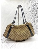 GUCCI GG BROWN CANVAS TWIN SHOULDER BEIGE DARK BROWN BAG