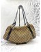 GUCCI GG BROWN CANVAS TWIN SHOULDER BEIGE DARK BROWN BAG