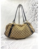GUCCI GG BROWN CANVAS TWIN SHOULDER BEIGE DARK BROWN BAG