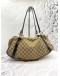 GUCCI GG BROWN CANVAS TWIN SHOULDER BEIGE DARK BROWN BAG