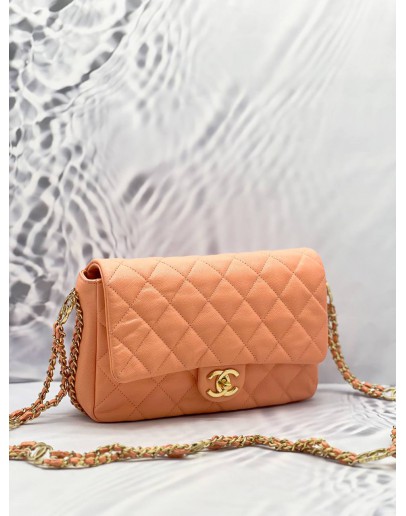 (LIKE NEW) MICROCHIP CHANEL QUILTED CAVIAR CC FLAP BAG 