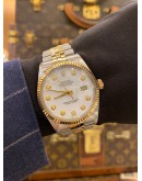 ROLEX DATEJUST 36 REF 16013 HALF 18K 750 YELLOW GOLD WHITE DIAMOND DIAL 36MM AUTOMATIC WATCH