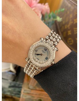 (LIKE NEW) 2017 CHOPARD HAPPY SPORT DIAMOND BEZEL DIAMOND BEZEL REF 27/8294-23 26MM QUARTZ WATCH