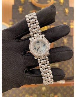 (LIKE NEW) 2017 CHOPARD HAPPY SPORT DIAMOND BEZEL DIAMOND BEZEL REF 27/8294-23 26MM QUARTZ WATCH