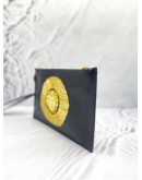 VERSACE CLUTCH BLACK WITH MEDUSA FACE EMBROIDERY 