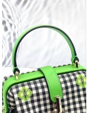(LIKE NEW) KATE SPADE GREEN MULTI REMEDY GINGHAM SMALL TOP HANDLE BAG 