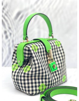 (LIKE NEW) KATE SPADE GREEN MULTI REMEDY GINGHAM SMALL TOP HANDLE BAG 