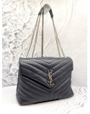 (LIKE NEW) YSL YVES SAINT LAURENT LOULOU MEDIUM QUILTED CALFSKIN LEATHER CHAIN BAG 