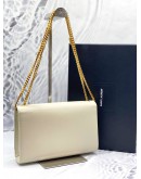 (LIKE NEW) 2022 YSL YVES SAINT LAURENT CREAM MEDIUM KATE GOLD CHAIN BAG