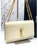 (LIKE NEW) 2022 YSL YVES SAINT LAURENT CREAM MEDIUM KATE GOLD CHAIN BAG